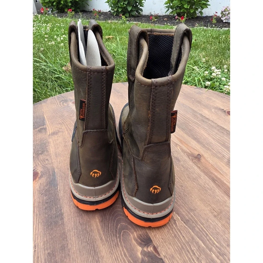13EW Extra Wide-Wolverine Overpass CM Work Boots W10708 Brown Safety Toe Pull-on